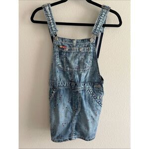Polo Ralph Lauren Girls Size 8 Denim Overall Dress Paint SplatterY2KStyle Jumper